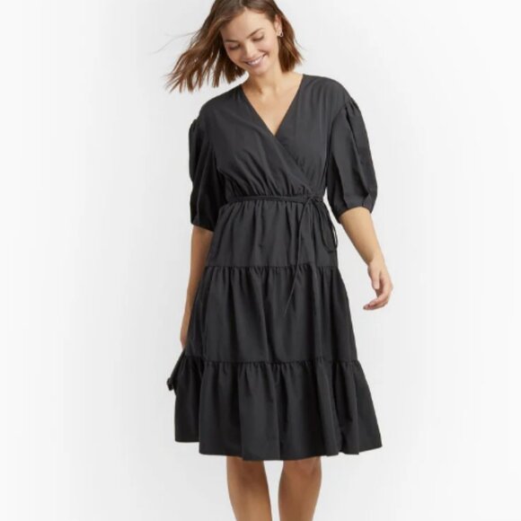Like New Rebecca Minkoff Mary Tiered Wrap Dress In Black taffeta - Picture 5 of 5
